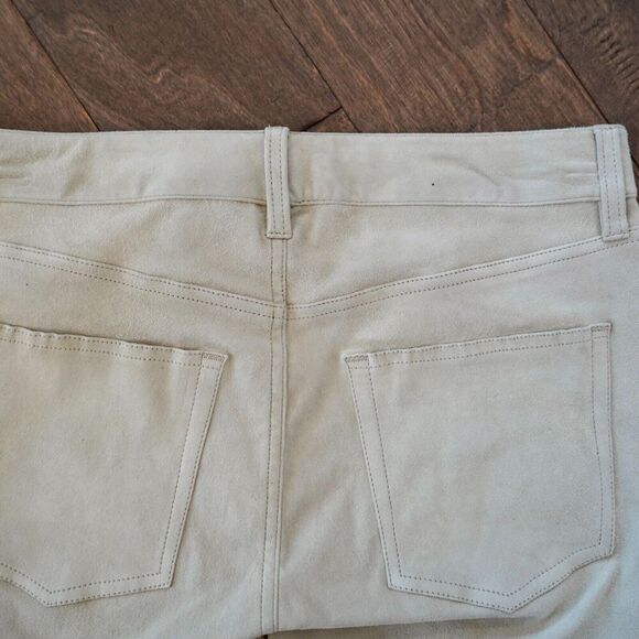 LAUREN RALPH LAUREN High Rise Straight Suede Pants Women's 10 Pale Parchment NWT - Picture 14 of 14